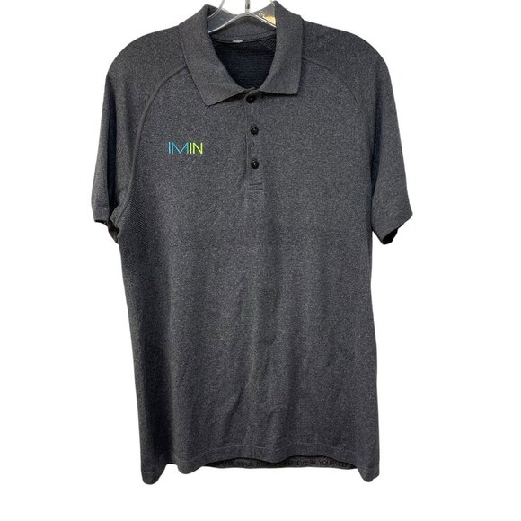 Lululemon Shirt Mens Medium Polo IMIN Embroidery Short Sleeve Pullover Gym - Picture 2 of 6